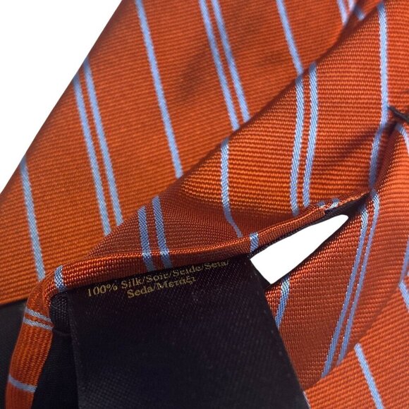 BROOKS BROTHERS Mens Luxury Necktie Pure Silk Tie Rust Red Preppy Stripe - Picture 6 of 7